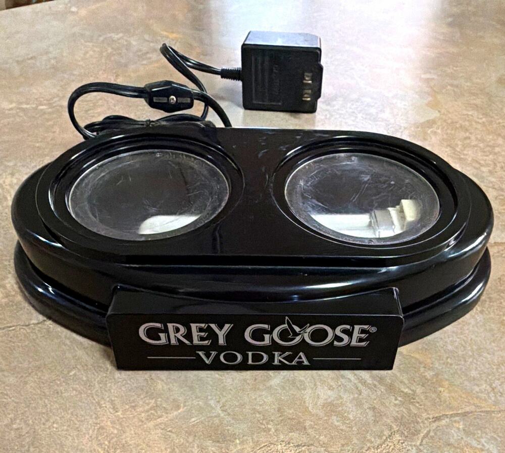 Grey Goose Lighted Vodka Bottle Display Stand/Base w/ Power Adapter Black/Clear